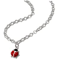 Los mejores  - SilberDream collection-Joyero infantil- diseño de collar con colgante de plata- diseño de mariquitas- color verde- 38 cm…